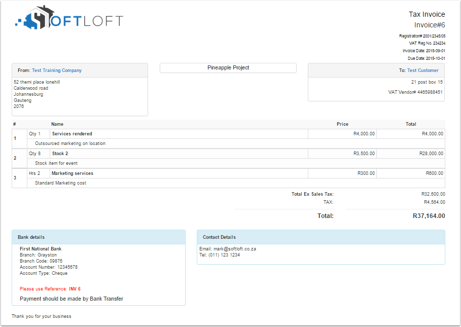 Invoice Example Invoice Example