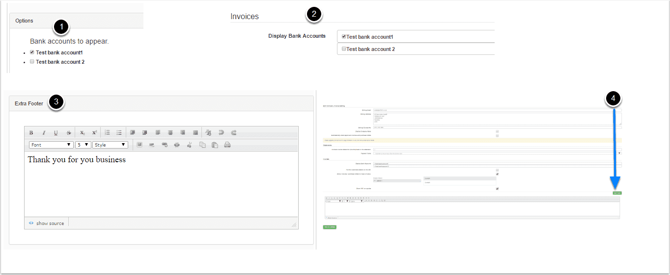 Step 5 Choose a Bank Account To Appear On The Invoice and Add An Additional Footer