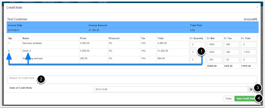 Step 2 Creating A Credit Note Step 2 Creating A Credit Note