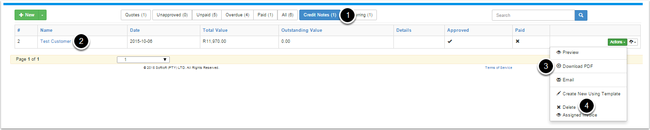 Viewing And Deleting The Credit Note Viewing And Deleting The Credit Note